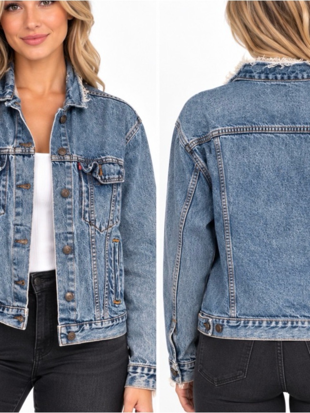 Vintage Levi's Classic Blue Denim Jacket SZ LG heavy shacket - flawed